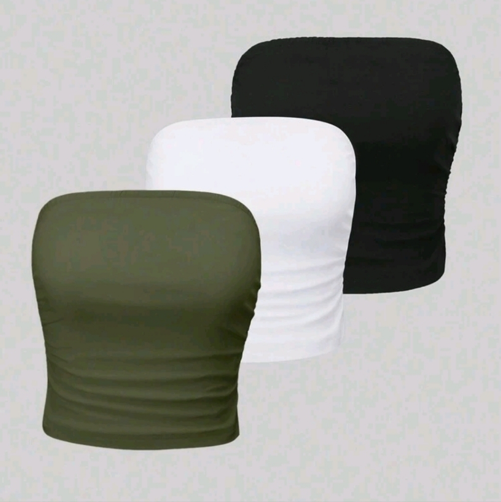 SHEIN Women's Tube Tops - Black, White, and Green